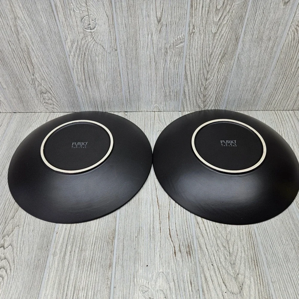Furio Home Worldview Onyx Thailand Matte Black Large Dinner Plates Set of 2
